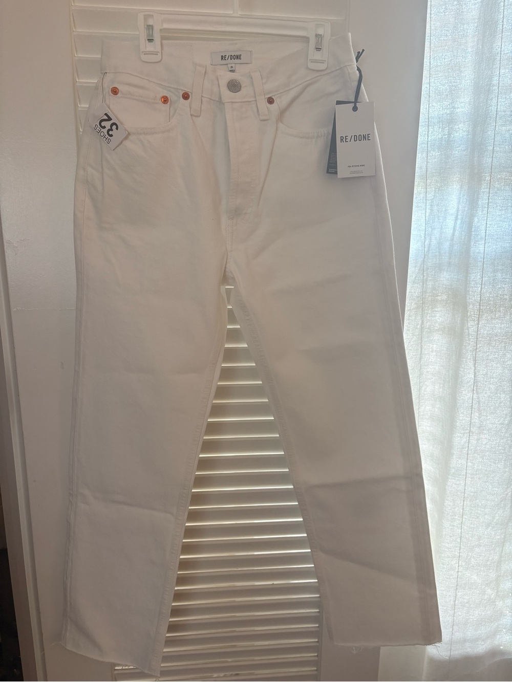 Re/Done Women's Straight-Leg White High-Rise Jeans